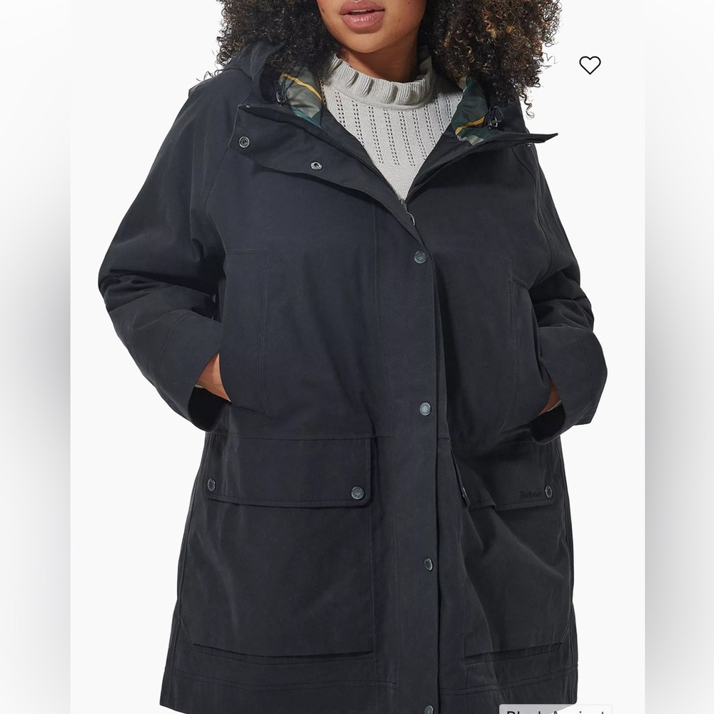 Barbour Beadnell Hooded Oversized Jacket Size 10